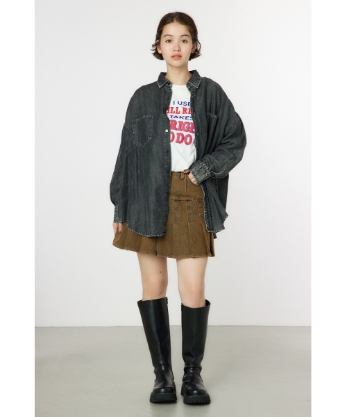 RODEO CROWNS WIDE BOWL（ロデオクラウンズワイドボウル）の「ケミカルウォッシュシャツ（シャツ/ブラウス・レディース・ブラック/ブルー/ライトピンク・FREE）」の8枚目の写真