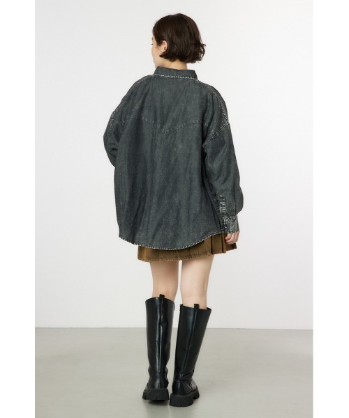 RODEO CROWNS WIDE BOWL（ロデオクラウンズワイドボウル）の「ケミカルウォッシュシャツ（シャツ/ブラウス・レディース・ブラック/ブルー/ライトピンク・FREE）」の9枚目の写真