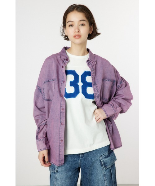 RODEO CROWNS WIDE BOWL（ロデオクラウンズワイドボウル）の「ケミカルウォッシュシャツ（シャツ/ブラウス・レディース・ブラック/ブルー/ライトピンク・FREE）」の10枚目の写真