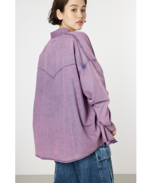 RODEO CROWNS WIDE BOWL（ロデオクラウンズワイドボウル）の「ケミカルウォッシュシャツ（シャツ/ブラウス・レディース・ブラック/ブルー/ライトピンク・FREE）」の13枚目の写真