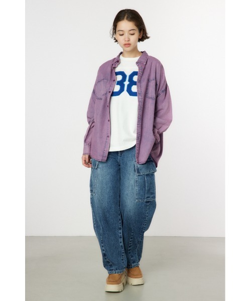 RODEO CROWNS WIDE BOWL（ロデオクラウンズワイドボウル）の「ケミカルウォッシュシャツ（シャツ/ブラウス・レディース・ブラック/ブルー/ライトピンク・FREE）」の14枚目の写真