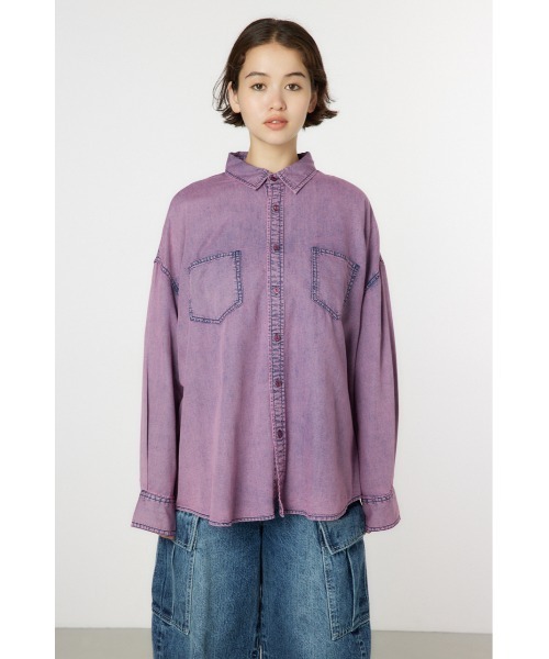 RODEO CROWNS WIDE BOWL（ロデオクラウンズワイドボウル）の「ケミカルウォッシュシャツ（シャツ/ブラウス・レディース・ブラック/ブルー/ライトピンク・FREE）」の16枚目の写真