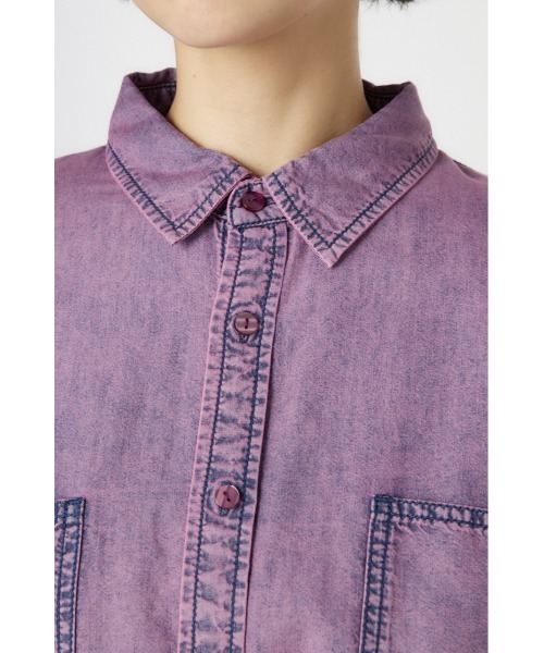 RODEO CROWNS WIDE BOWL（ロデオクラウンズワイドボウル）の「ケミカルウォッシュシャツ（シャツ/ブラウス・レディース・ブラック/ブルー/ライトピンク・FREE）」の19枚目の写真