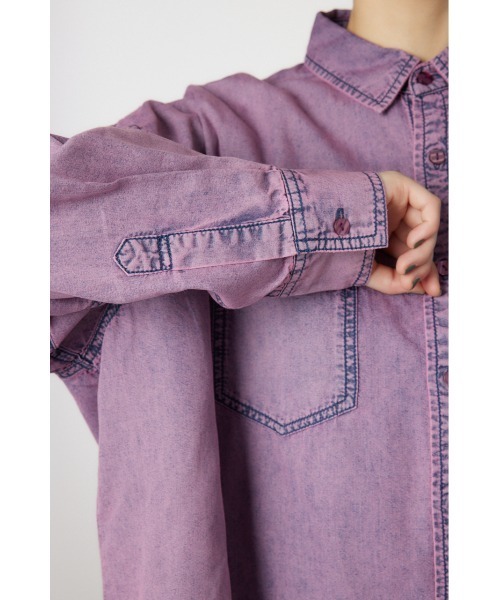 RODEO CROWNS WIDE BOWL（ロデオクラウンズワイドボウル）の「ケミカルウォッシュシャツ（シャツ/ブラウス・レディース・ブラック/ブルー/ライトピンク・FREE）」の21枚目の写真