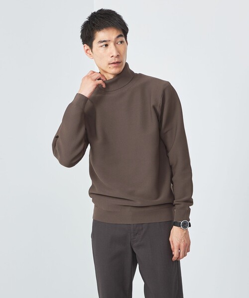 green label relaxing(グリーンレーベルリラクシング)の「スリーシーズン ガーター編み 長袖 タートルネック -マシンウォッシャブル-(ニット/セーター・メンズ・ブラック/モカ/ネイビー・S/L/XL/M)」の4枚目の写真