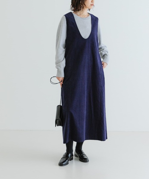 URBAN RESEARCH（アーバンリサーチ）の「Uネックコーデュロイジャンパーワンピース（ワンピース・レディース・チャコールグレー/ネイビー/ベージュ・FREE）」の6枚目の写真