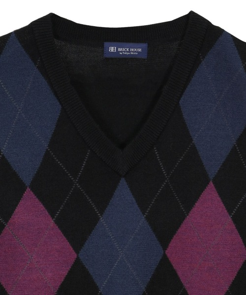 BRICK HOUSE by TOKYO SHIRT（ブリックハウス）の「アーガイル メンズニットベスト（ベスト・メンズ・ネイビー/グレー/ブラック・LL/M/L）」の4枚目の写真
