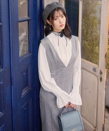 2WAYシャーリングネックフレアスリーブブラウス