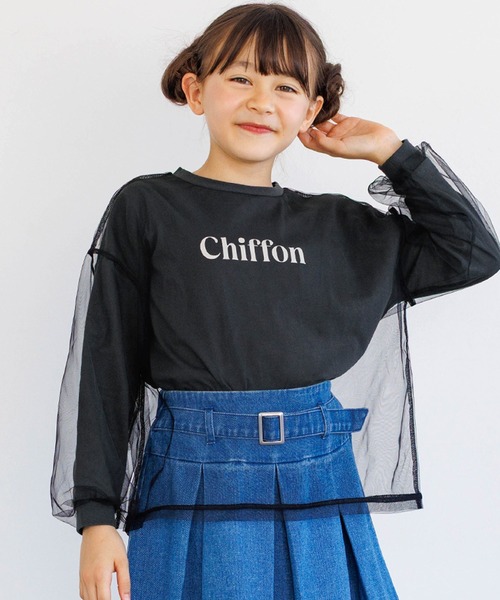 coca(coca)(コカ)の「キッズ チュールドッキング ロゴプリントカットソー(Tシャツ/カットソー・キッズ・ラベンダー/ブラック/チャコール/アイボリー・140/130/150/120)」の3枚目の写真