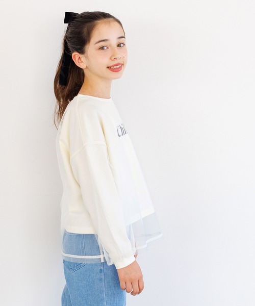 coca(coca)(コカ)の「キッズ チュールドッキング ロゴプリントカットソー(Tシャツ/カットソー・キッズ・ラベンダー/ブラック/チャコール/アイボリー・140/130/150/120)」の6枚目の写真