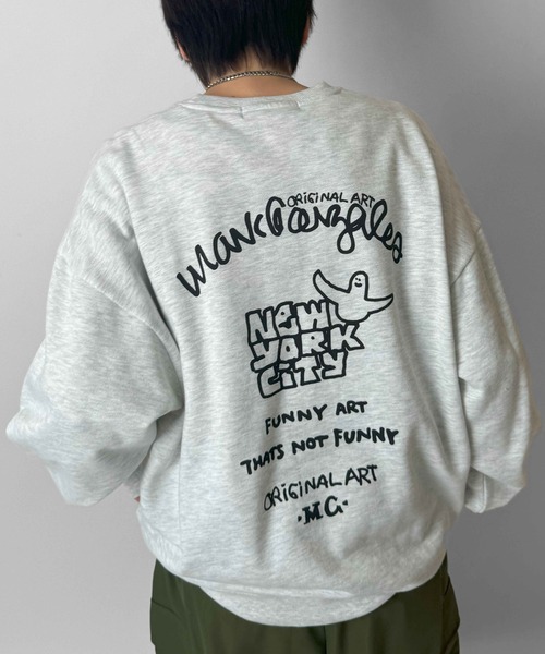 Mark Gonzales（マーク・ゴンザレス）の「別注 ビッグシルエット イラストバックプリント プルオーバースウェット カットソー ユニセックス 【MARK GONZALES / マークゴンザレス】（スウェット・メンズ・ベージュ/ミント/グリーン系その他/ブルー系その他/グリーン系その他2/ホワイト系その他/ブラック系その他4/ホワイト/ブラック系その他2/ブルー系その他2/ブルー系その他4/ブラック/ブラック系その他/ホワイト系その他2/ホワイト系その他4/ブラック系その他3/ホワイト系その他3/ライトグレー系5/ブラック系その他7/ライトグレー系6/ライトグレー系7/ブラック系その他6/ブラック系1/ブラック系その他5/ライトグレー系1/ホワイト系その他5/ホワイト系その他6/ホワイト系その他7/ホワイト系1・XL/M/L）」の20枚目の写真