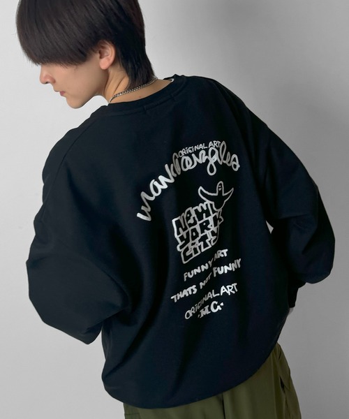 Mark Gonzales（マーク・ゴンザレス）の「別注 ビッグシルエット イラストバックプリント プルオーバースウェット カットソー ユニセックス 【MARK GONZALES / マークゴンザレス】（スウェット・メンズ・ベージュ/ミント/グリーン系その他/ブルー系その他/グリーン系その他2/ホワイト系その他/ブラック系その他4/ホワイト/ブラック系その他2/ブルー系その他2/ブルー系その他4/ブラック/ブラック系その他/ホワイト系その他2/ホワイト系その他4/ブラック系その他3/ホワイト系その他3/ライトグレー系5/ブラック系その他7/ライトグレー系6/ライトグレー系7/ブラック系その他6/ブラック系1/ブラック系その他5/ライトグレー系1/ホワイト系その他5/ホワイト系その他6/ホワイト系その他7/ホワイト系1・XL/M/L）」の15枚目の写真