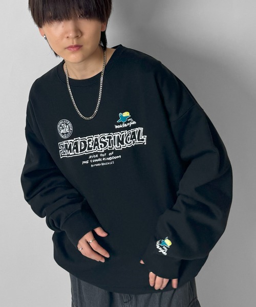 Mark Gonzales（マーク・ゴンザレス）の「別注 ビッグシルエット イラストバックプリント プルオーバースウェット カットソー ユニセックス 【MARK GONZALES / マークゴンザレス】（スウェット・メンズ・ベージュ/ミント/グリーン系その他/ブルー系その他/グリーン系その他2/ホワイト系その他/ブラック系その他4/ホワイト/ブラック系その他2/ブルー系その他2/ブルー系その他4/ブラック/ブラック系その他/ホワイト系その他2/ホワイト系その他4/ブラック系その他3/ホワイト系その他3/ライトグレー系5/ブラック系その他7/ライトグレー系6/ライトグレー系7/ブラック系その他6/ブラック系1/ブラック系その他5/ライトグレー系1/ホワイト系その他5/ホワイト系その他6/ホワイト系その他7/ホワイト系1・XL/M/L）」の17枚目の写真