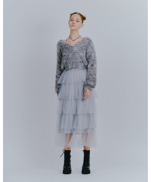 FOREVER 21(フォーエバー トゥエンティーワン)の「【2024FW】ラメティアードロングスカート(スカート・レディース・ブラック/グレー/ナチュラル・FREE)」の4枚目の写真