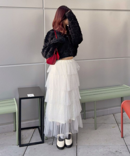 FOREVER 21(フォーエバー トゥエンティーワン)の「【2024FW】ラメティアードロングスカート(スカート・レディース・ブラック/グレー/ナチュラル・FREE)」の7枚目の写真