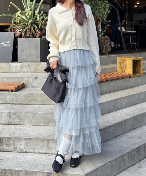 FOREVER 21(フォーエバー トゥエンティーワン)の「【2024FW】ラメティアードロングスカート(スカート・レディース・ブラック/グレー/ナチュラル・FREE)」の14枚目の写真