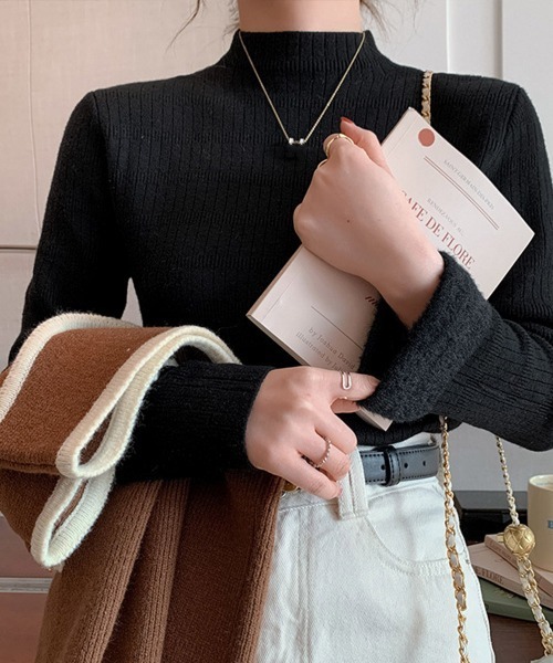 Miniministore（ミニミニストア）の「裏起毛 プチハイネックニットトップス厚手（ニット/セーター・レディース・オフホワイト/ブラック/ベージュ/モスグリーン/ブラウン・FREE）」の17枚目の写真