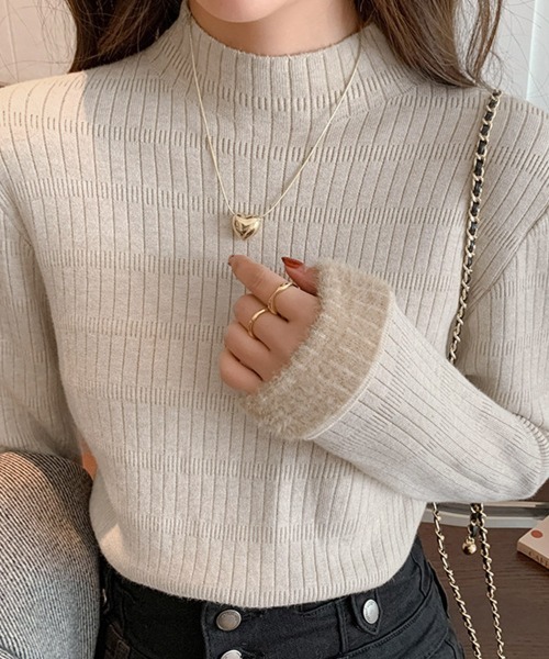 Miniministore（ミニミニストア）の「裏起毛 プチハイネックニットトップス厚手（ニット/セーター・レディース・オフホワイト/ブラック/ベージュ/モスグリーン/ブラウン・FREE）」の20枚目の写真