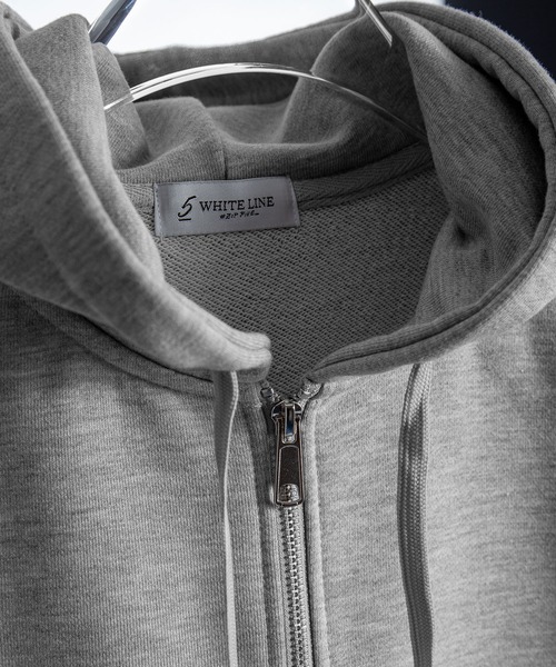 ZIP FIVE -White Line-(ジップファイブホワイトライン)の「【White Line】 裏毛 コンパクト ジップパーカー / 短丈 ジップパーカー / ヘビーウェイト(パーカー・メンズ・レッド/ブルー/杢グレー/ブラック/チョコ・MEDIUM/LARGE)」の7枚目の写真