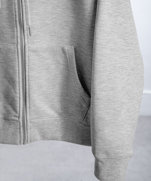 ZIP FIVE -White Line-(ジップファイブホワイトライン)の「【White Line】 裏毛 コンパクト ジップパーカー / 短丈 ジップパーカー / ヘビーウェイト(パーカー・メンズ・レッド/ブルー/杢グレー/ブラック/チョコ・MEDIUM/LARGE)」の9枚目の写真