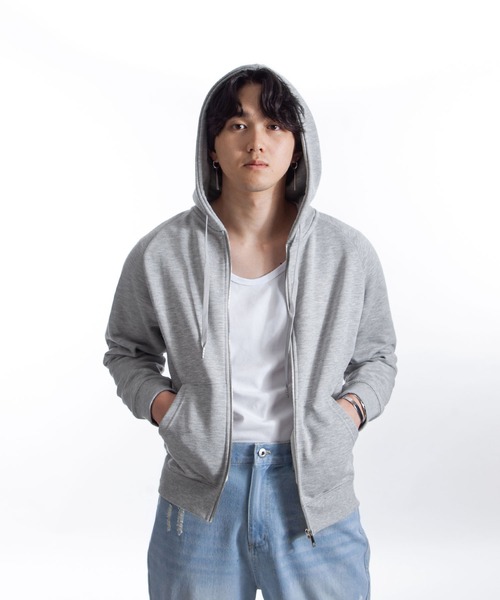 ZIP FIVE -White Line-(ジップファイブホワイトライン)の「【White Line】 裏毛 コンパクト ジップパーカー / 短丈 ジップパーカー / ヘビーウェイト(パーカー・メンズ・レッド/ブルー/杢グレー/ブラック/チョコ・MEDIUM/LARGE)」の20枚目の写真