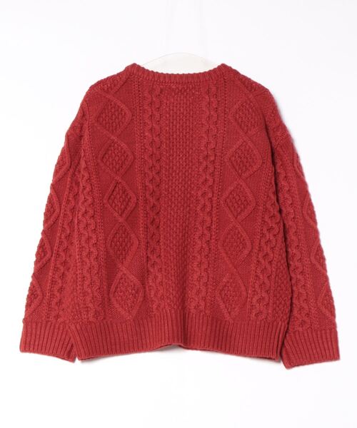 Right-on(ライトオン)の「ケーブルクルーカウチン(ニット/セーター・レディース・オフホワイト/ワイン・M/L/XL)」の4枚目の写真