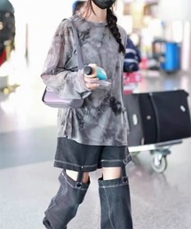 i-dare | 【i-dare】タイダイ柄 シアー 長袖 カットソー(Tシャツ/カットソー)