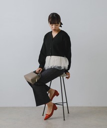 F by ROSSO | F by ROSSO　チュールドッキングニットカーディガン(カーディガン/ボレロ)