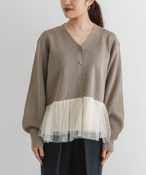 F by ROSSO（エフバイロッソ）の「F by ROSSO　チュールドッキングニットカーディガン（カーディガン/ボレロ・レディース・ブラック/オフホワイト・FREE）」の9枚目の写真