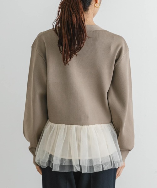 F by ROSSO（エフバイロッソ）の「F by ROSSO　チュールドッキングニットカーディガン（カーディガン/ボレロ・レディース・ブラック/オフホワイト・FREE）」の10枚目の写真