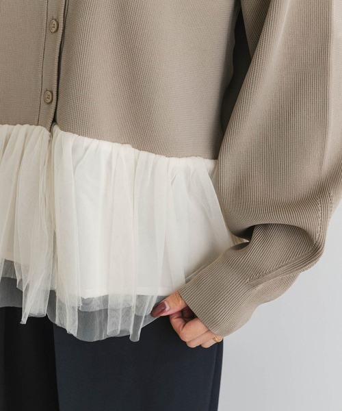 F by ROSSO（エフバイロッソ）の「F by ROSSO　チュールドッキングニットカーディガン（カーディガン/ボレロ・レディース・ブラック/オフホワイト・FREE）」の12枚目の写真