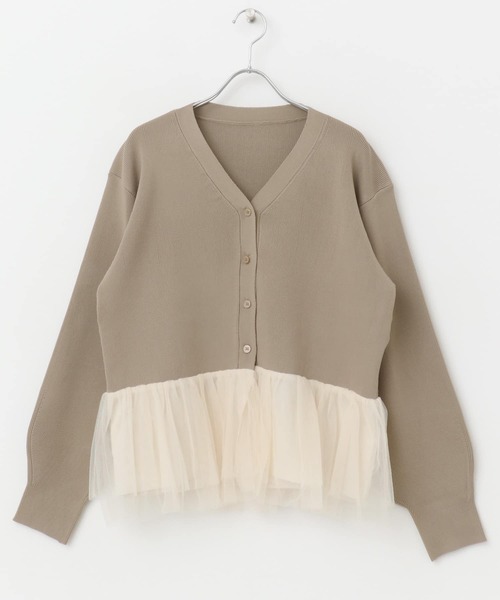 F by ROSSO（エフバイロッソ）の「F by ROSSO　チュールドッキングニットカーディガン（カーディガン/ボレロ・レディース・ブラック/オフホワイト・FREE）」の14枚目の写真