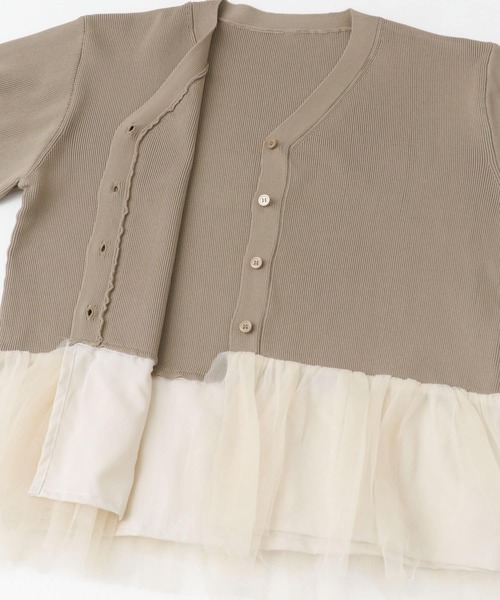 F by ROSSO（エフバイロッソ）の「F by ROSSO　チュールドッキングニットカーディガン（カーディガン/ボレロ・レディース・ブラック/オフホワイト・FREE）」の15枚目の写真