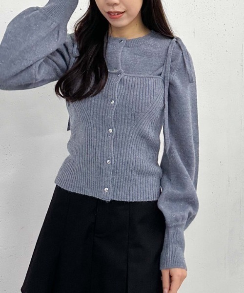 archives（アルシーヴ）の「マルチｗａｙラメニットアンサンブル（ニット/セーター・レディース・オフホワイト/ブルー/ブラック/ワイン・MEDIUM）」の3枚目の写真