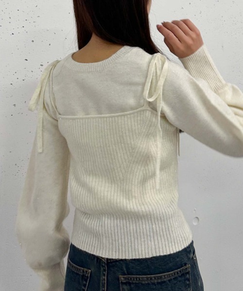 archives（アルシーヴ）の「マルチｗａｙラメニットアンサンブル（ニット/セーター・レディース・オフホワイト/ブルー/ブラック/ワイン・MEDIUM）」の19枚目の写真