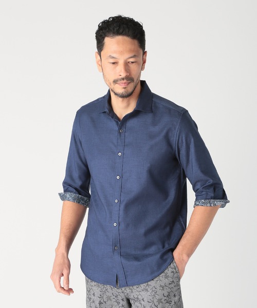 MEN'S BIGI(メンズビギ)の「オクシィジュエルストレッチ七分袖シャツ〈ストレッチ〉(シャツ/ブラウス・メンズ・ブラック/ホワイト/ブラウン/ネイビー・01/02/03/04)」の4枚目の写真