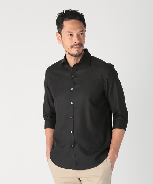 MEN'S BIGI(メンズビギ)の「オクシィジュエルストレッチ七分袖シャツ〈ストレッチ〉(シャツ/ブラウス・メンズ・ブラック/ホワイト/ブラウン/ネイビー・01/02/03/04)」の2枚目の写真