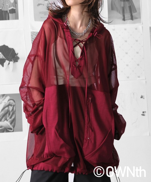 OWNth(オンス)の「ギャザースリーブメッシュプルオーバー(その他トップス・レディース・カーキ/ブラック/レッド・ONESIZE)」の21枚目の写真
