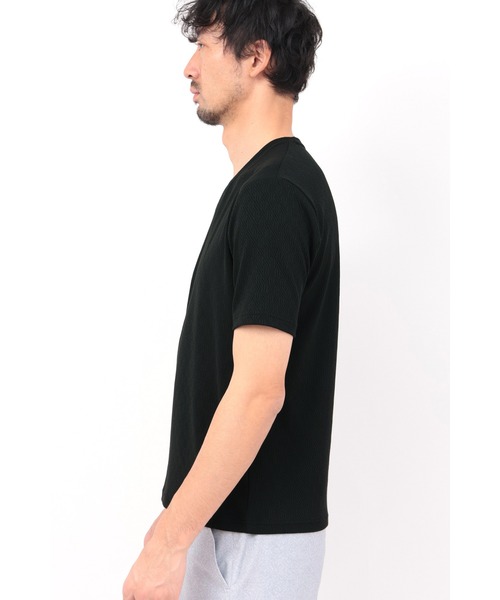 HIGH STREET（ハイストリート）の「HIGH STREET∴バイヤスチェックJQ半袖Vネックカットソー（Tシャツ/カットソー・メンズ・ブラック/ホワイト・L/LL/M）」の5枚目の写真