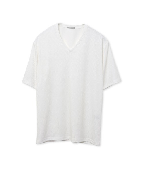 HIGH STREET（ハイストリート）の「HIGH STREET∴バイヤスチェックJQ半袖Vネックカットソー（Tシャツ/カットソー・メンズ・ブラック/ホワイト・L/LL/M）」の10枚目の写真
