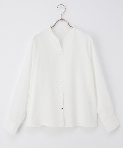 Honeys(ハニーズ)の「スキッパーブラウス(シャツ/ブラウス・レディース・ホワイト×ブラック/グリーン/グレイッシュベージュ/ネイビー/ホワイト・3L/L/LL/M/S)」の12枚目の写真