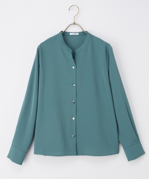 Honeys(ハニーズ)の「スキッパーブラウス(シャツ/ブラウス・レディース・ホワイト×ブラック/グリーン/グレイッシュベージュ/ネイビー/ホワイト・3L/L/LL/M/S)」の8枚目の写真