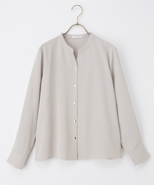 Honeys(ハニーズ)の「スキッパーブラウス(シャツ/ブラウス・レディース・ホワイト×ブラック/グリーン/グレイッシュベージュ/ネイビー/ホワイト・3L/L/LL/M/S)」の6枚目の写真