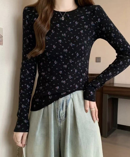 mebole(メボレ)の「フラワーロングスリーブカットソー(Tシャツ/カットソー・レディース・ブラック/グレー/ホワイト・FREE)」の16枚目の写真