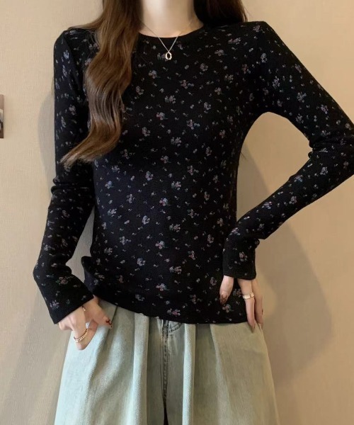 mebole(メボレ)の「フラワーロングスリーブカットソー(Tシャツ/カットソー・レディース・ブラック/グレー/ホワイト・FREE)」の18枚目の写真