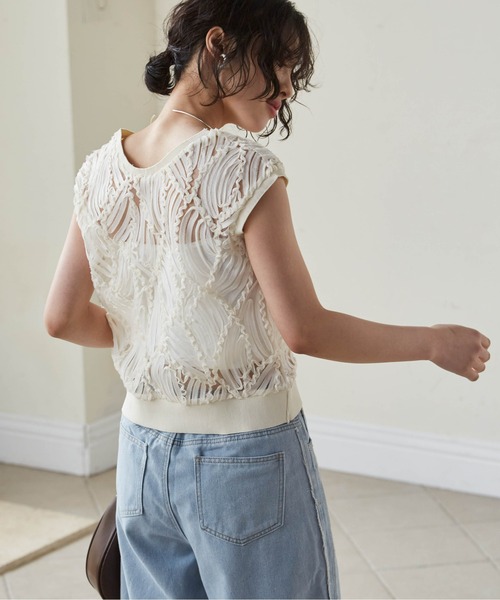 RANAN(ラナン)の「前後2WAYシアーレースベスト(Tシャツ/カットソー・レディース・ブラック/オフホワイト/ブラウン・LL/L/M)」の6枚目の写真