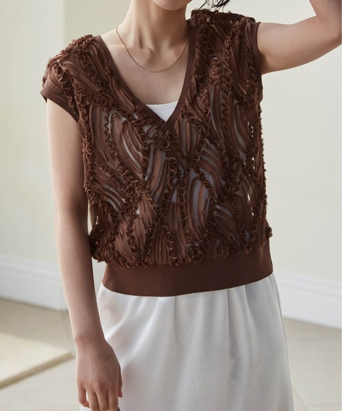 RANAN(ラナン)の「前後2WAYシアーレースベスト(Tシャツ/カットソー・レディース・ブラック/オフホワイト/ブラウン・LL/L/M)」の12枚目の写真