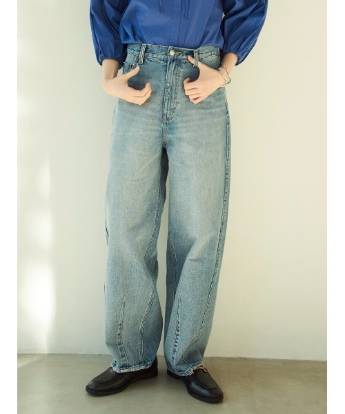 Mila Owen（ミラオーウェン）の「ウエストゴムカーヴィデニム【手洗い可能】（デニムパンツ・レディース・ブルー/ライトブルー/ブラック・0/1）」の3枚目の写真