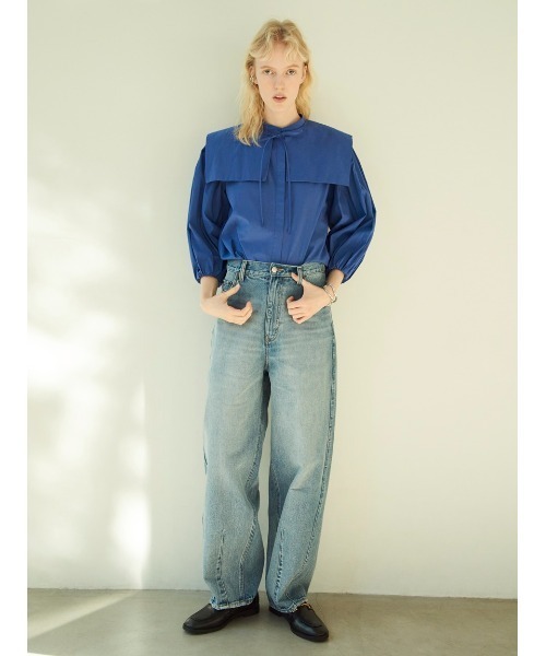 Mila Owen（ミラオーウェン）の「ウエストゴムカーヴィデニム【手洗い可能】（デニムパンツ・レディース・ブルー/ライトブルー/ブラック・0/1）」の4枚目の写真