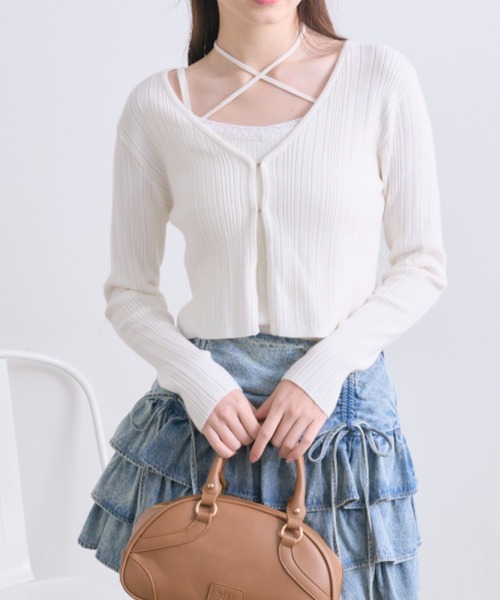 OLIVE des OLIVE（オリーブデオリーブ）の「春色アンサンブル（アンサンブル・レディース・ブラック/サックスブルー/オフホワイト/ピンク・FREE）」の2枚目の写真